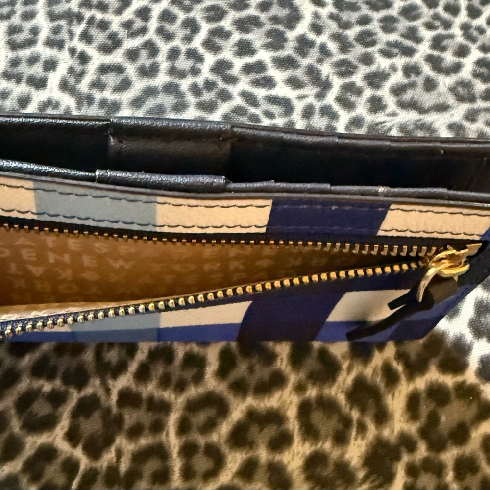 Kate Spade New York Stacy Grove Street Laether Blue Pacific Gingham Wallet - Picture 6 of 11